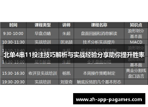 北单4串11投注技巧解析与实战经验分享助你提升胜率